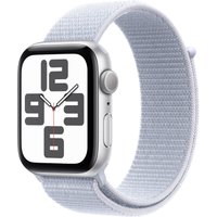 Умные часы Apple Watch SE 2 44 мм (алюминиевый корпус, серебристый/голубой, нейлоновый ремешок)