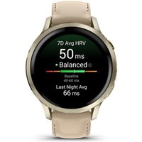 Умные часы Garmin Venu 4 41 мм (золотистый/песочный кожаный)