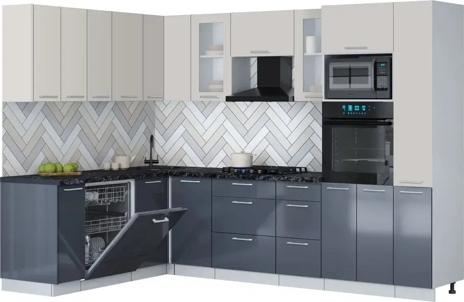 

Готовая кухня Интерлиния Мила Gloss 1.896х2.88 (асфальт глянец/кашемир/кастилло темный)