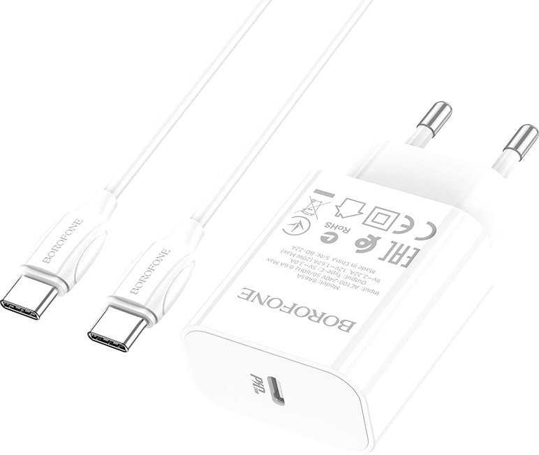 

Сетевое зарядное Borofone BA65A USB Type-C (белый)