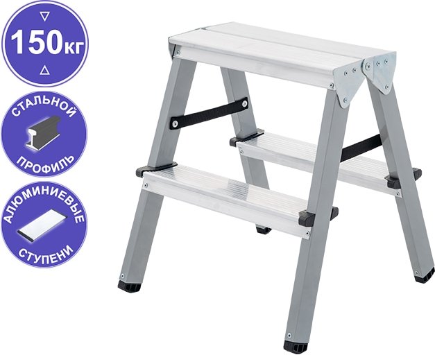 

Лестница-стремянка Новая высота NV 114 двухсторонняя 2x2 ступени