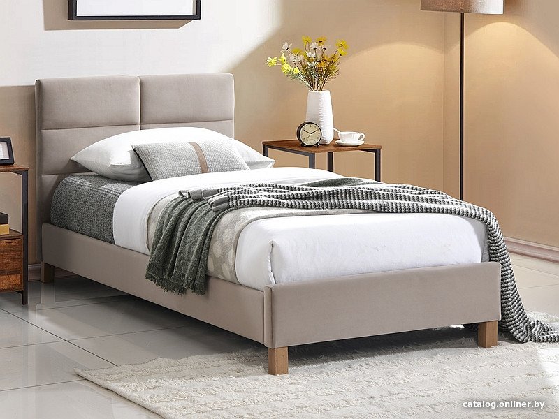Кровать Signal Sierra Velvet Bluvel 28 90х200 (бежевый/дуб)