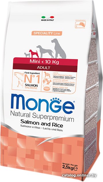 Сухой корм для собак Monge Mini Adult Salmon and Rice 800 г