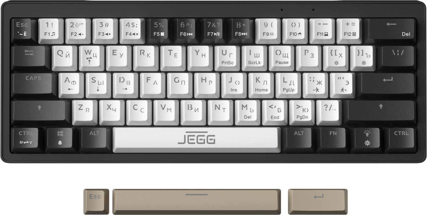 Клавиатура JEGG ZA61 White Black Brown (TNT Yellow)
