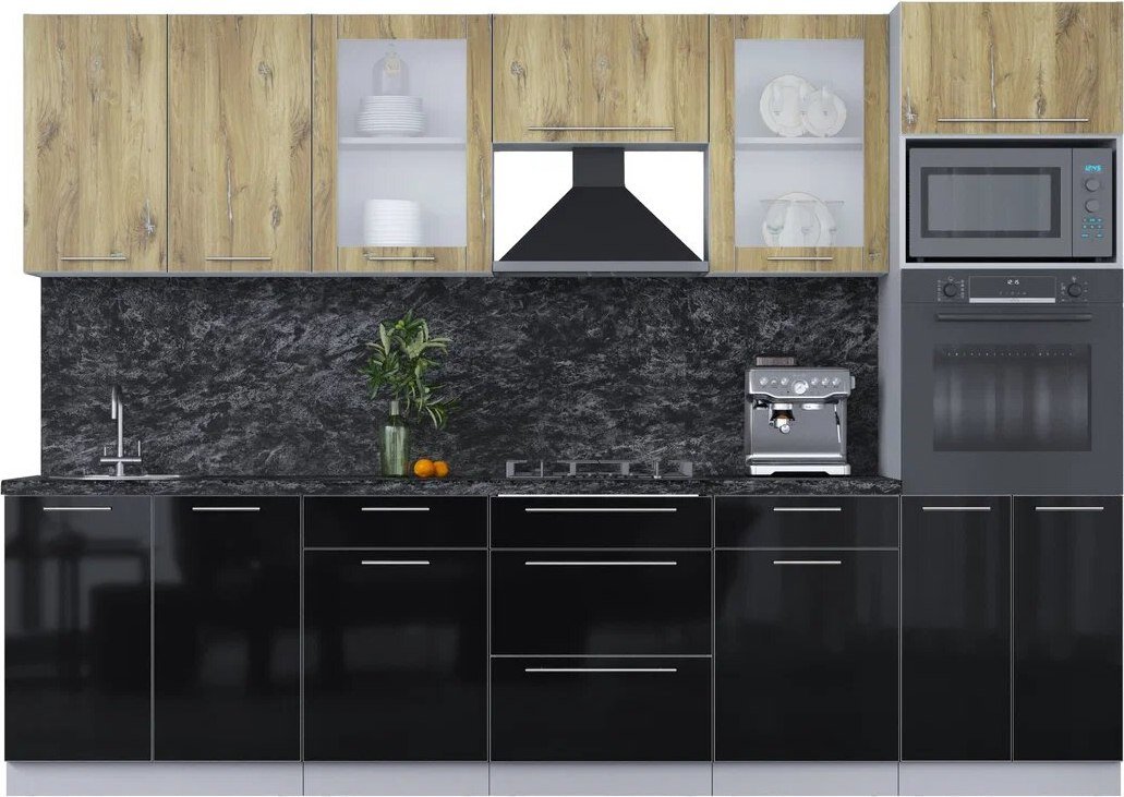 

Кухонный модуль Интерлиния Мила Пластик 3.0 (дуб эпоксид/черный/кастилло темный)