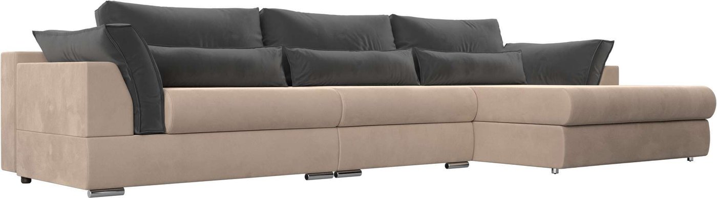 

Угловой диван Mebelico Пекин Long 116121 (правый, велюр, бежевый)