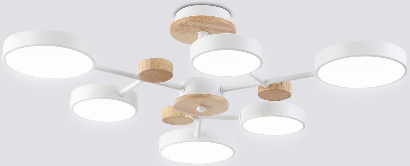 

Подвесная люстра Ambrella FL4861/6 WH/WD (белый/дерево)