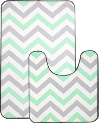 Набор ковриков Вилина Зигзаги 7060-22002 (50x85, 50x52, серый/голубой)