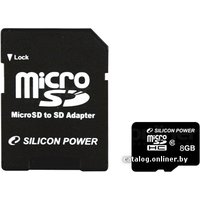 Карта памяти Silicon-Power microSDHC (Class 10) 8 Гб + адаптер (SP008GBSTH010V10)