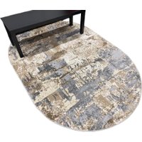 Ковер для жилой комнаты Radjab Carpet Бьянка Овал D056A 8793RK-B (1.2x1.8, Cream Shirink/Vizon Fdy)