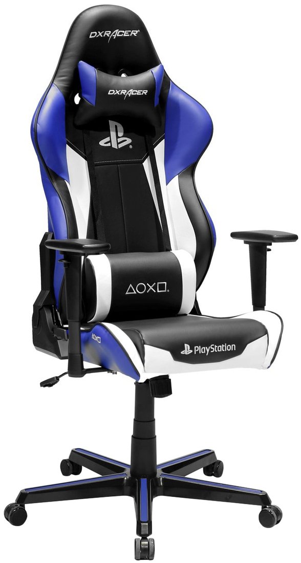 

Игровое (геймерское) кресло DXRacer OH/RZ90/INW (белый/черный/синий)