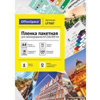 Пленка для ламинирования OfficeSpace А4 75 мкм 100 шт LF7087 (глянцевый, прозрачный)