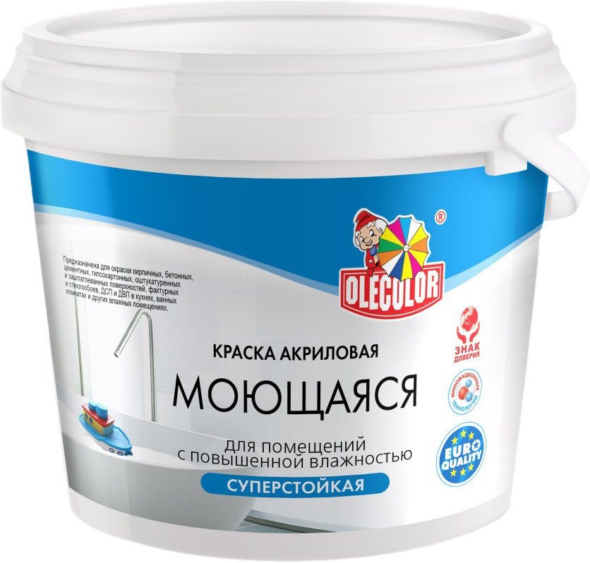 

Краска Olecolor Моющаяся База С 2.5 л (белый матовый)