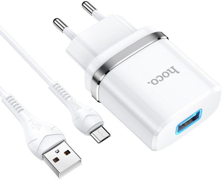 

Сетевое зарядное Hoco N1 microUSB (белый)