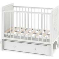 Классическая детская кроватка Indigo Happy Friends маятник, ящик (белая аляска/мишки)