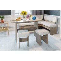 Обеденная группа Трия Дублин уголок (дуб сонома трюфель/кожзам светлый/ткань светлая)