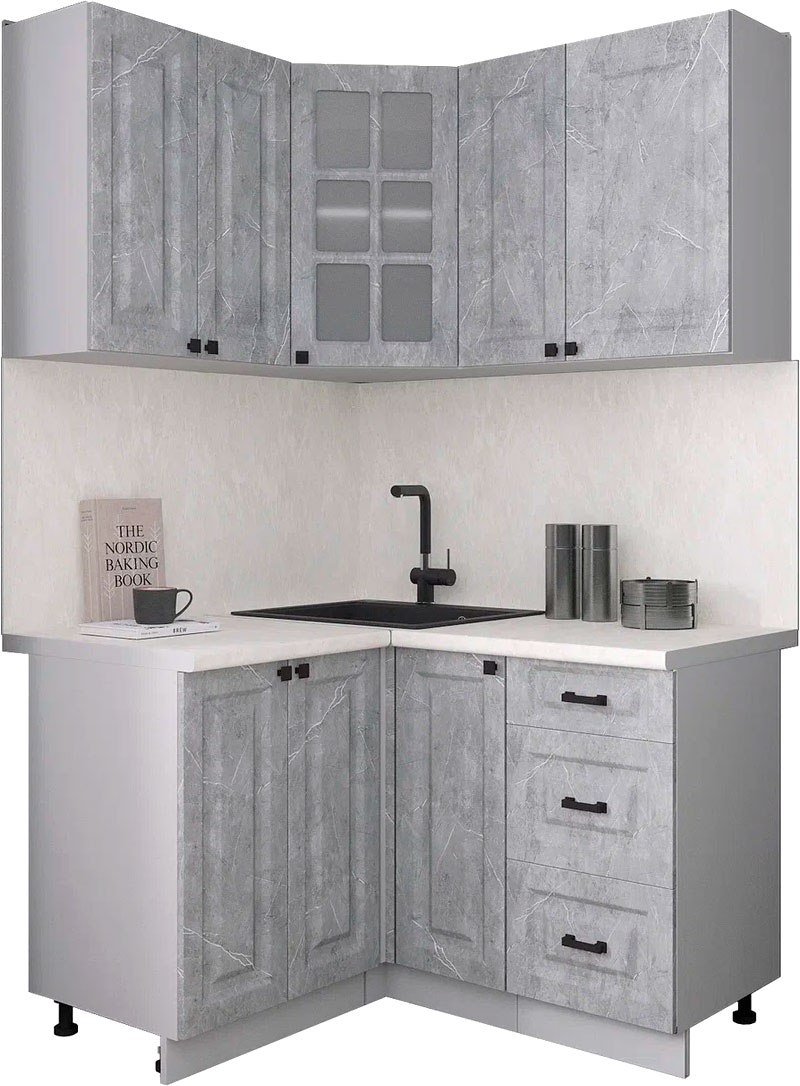 

Готовая кухня Интерлиния Мила Деко 1.2x1.3 (керамика/керамика/опал светлый)