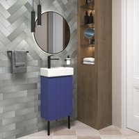  Wellsee Тумба под умывальник 3 в 1 WC Area 221804006 (тумба/матовый синий, раковина/глянцевый белый, ножки/матовый черный)