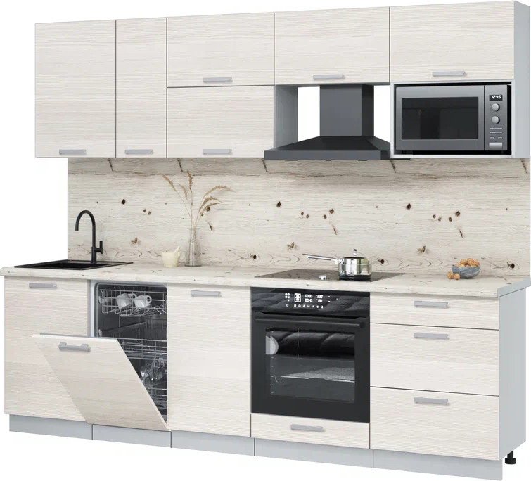 

Готовая кухня Интерлиния Мила Лайт 2.6-ПМ4 (вудлайн кремовый/вудлайн кремовый/бискайская сосна)