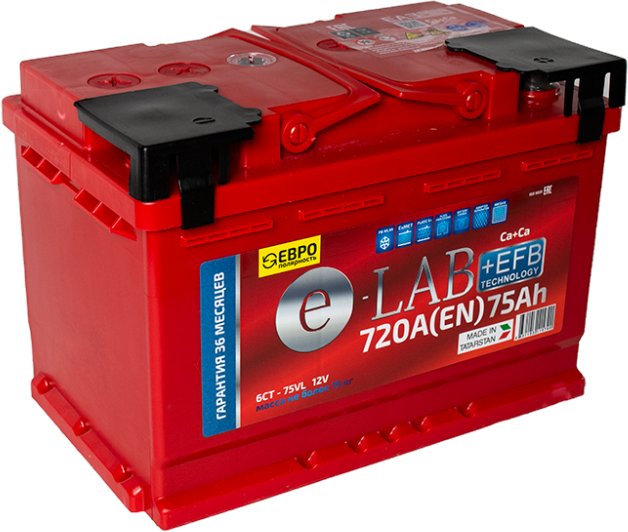 

Автомобильный аккумулятор E-Lab 6СТ-75R + EFB (75 А·ч)