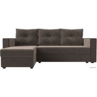 Угловой диван Лига диванов Валенсия Лайт левый (велюр, коричневый)