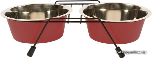 Миски на подставке Duvo Plus Dinner set wire stand + bowls S 470 мл (красный)