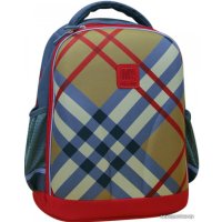 Школьный рюкзак Mike&Mar 1010-4 (бежевая клетка/красный кант)