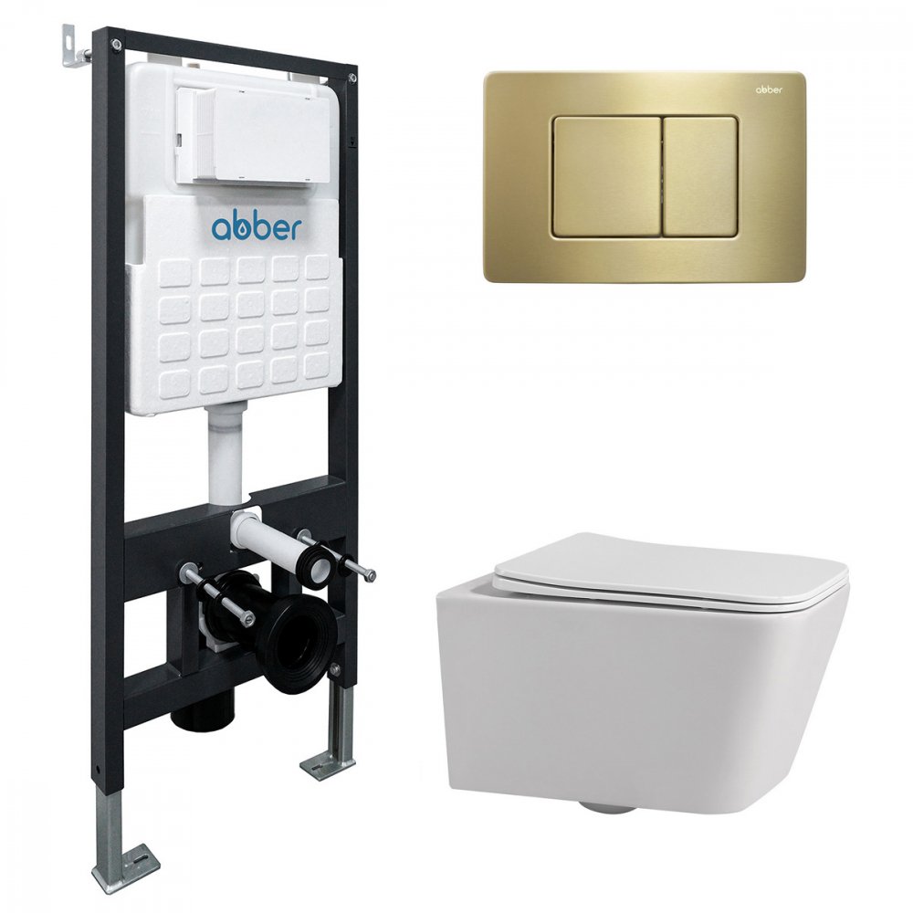 

Унитаз подвесной Abber Rechteck AC1201-AC0105-AC0120MMG (с кнопкой смыва)