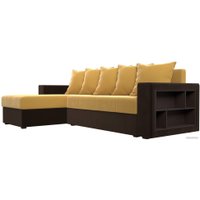 Угловой диван Лига диванов Дубай лайт левый (микровельвет желтый/коричневый)