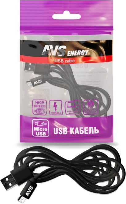 

Кабель AVS MR-33 USB Type-A - microUSB (3 м, черный)