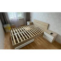 Кровать MLK Лори с ящиками 160х200 (дуб сонома/белый)