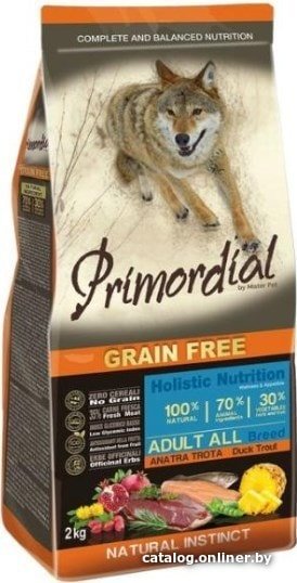 Сухой корм для собак Primordial GF Dog Adult Trout & Duck 12 кг