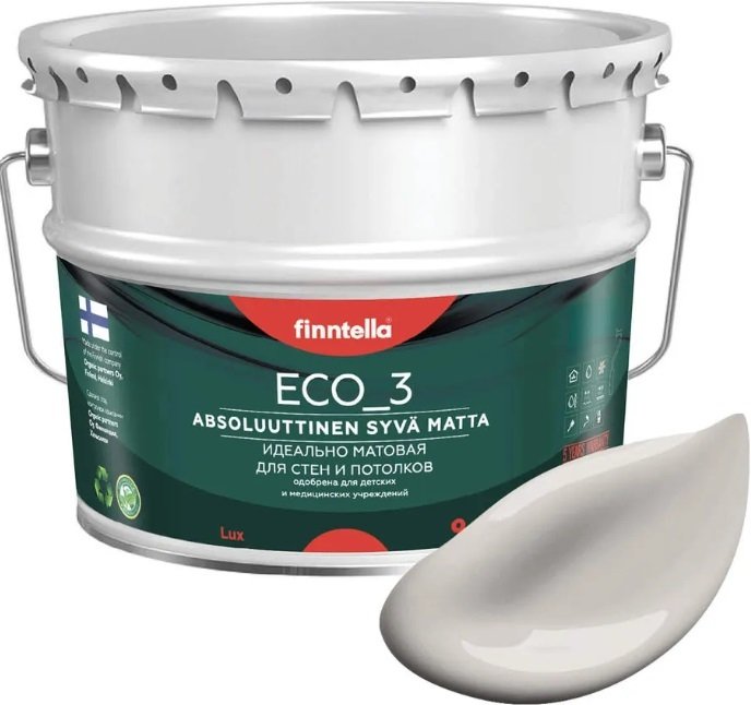 

Краска Finntella Eco 3 Wash and Clean Vuoret F-08-1-9-LG243 9 л (теп. серо-кор)