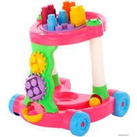 Каталка Полесье игровая с конструктором (13 элементов) (розовый)