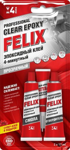 Felix Клей эпоксидный для металла прозрачный 2x17мл 411040064