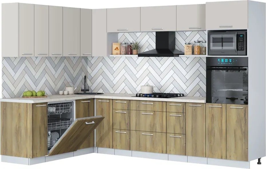 

Готовая кухня Интерлиния Мила Gloss 1.896х2.98-2 (дуб вотан/кашемир/бискайская сосна)