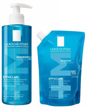  La Roche-Posay Очищающий для чувствит. жирной кожи лица и тела+сменный блок (400мл+400мл)