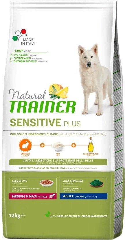 

Сухой корм для собак Trainer Sensitive Plus Medium&Maxi Adult with Rabbit (для средних и крупных пород с чувствительным пищеварением с кроликом) 12 кг