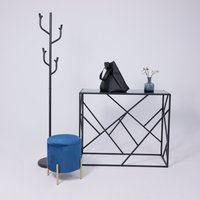 Пуфик AksHome Boot (синий велюр/золото)