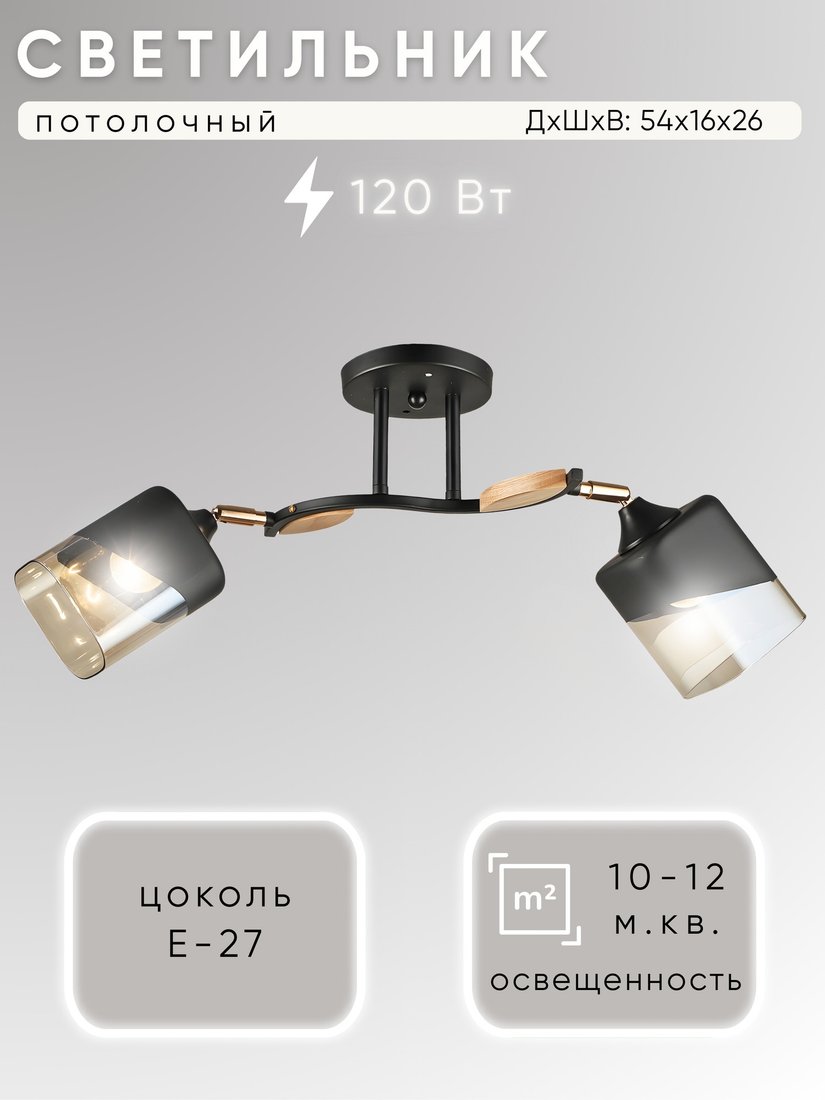 

Спот Aitin Pro НПБ 02-2x60-101 52075/2 (черный/золото)