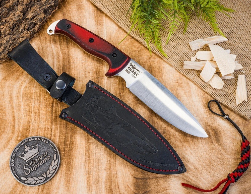 

Нож Kizlyar Supreme Shark Convex AUS-8 (Cryo) Black-Red G10