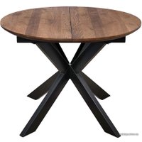 Кухонный стол ОКА Раунд 100-140x75 (дуб мореный/черный)