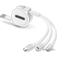 Кабель USBTOP USB Type-A - USB Type-C/Lightning/microUSB (1 м, белый, с боксом для скрутки)