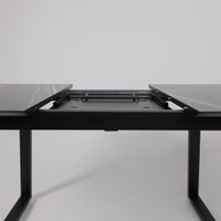 Кухонный стол Lepremo AV 1208 HPL+МДФ раздвижной 1200-1600x800 (черный тунис/черный)