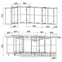 Готовая кухня Интерлиния Мила Лайт 1.2x2.0 (вудлайн кремовый/дуб веллингтон/серый каспий)