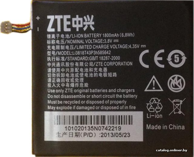 Аккумулятор для телефона Копия ZTE Li3818t43p3h585642