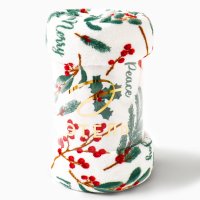 Плед Этель Ветви 10617989 (180x200, белый/зеленый/красный) в Могилеве