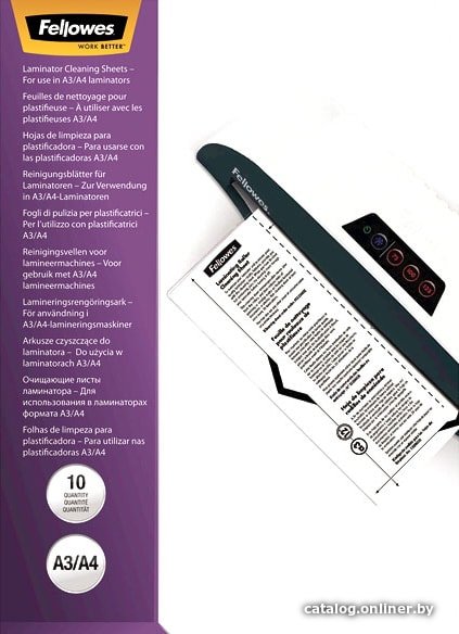 Чистящий лист для валов ламинатора Fellowes 10 л FS-53206