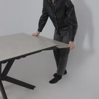 Кухонный стол Lepremo AV 2111 МДФ+керамика раздвижной 1200-1800x800 (серый матовый Carmen Light Grey/черный)