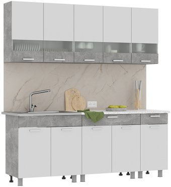 Готовая кухня Стендмебель Денвер 2.0 (белый/ателье светлое)